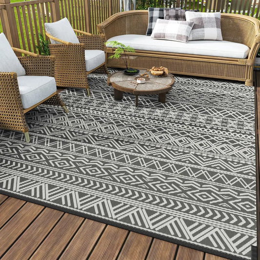 Outdoor Waterproof Reversible Patio Rug - 9 x12 ft