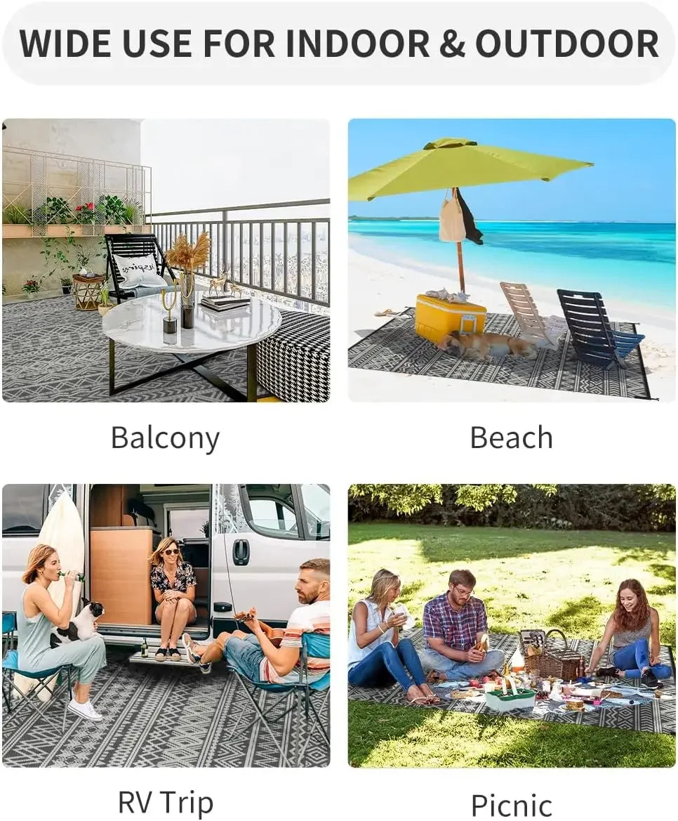 Outdoor Waterproof Reversible Patio Rug - 9 x12 ft
